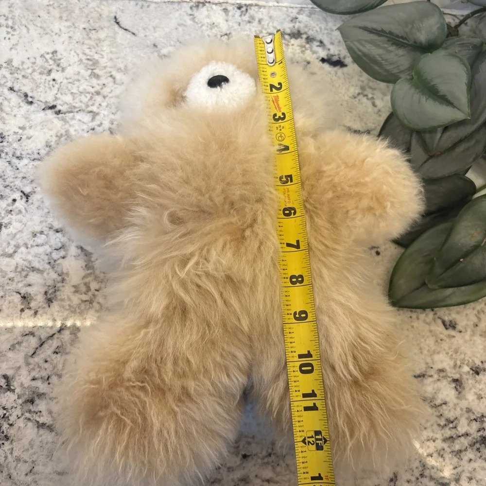 Teddy Bear Handmade 100% Baby Alpaca Wool Cream Tan Unique Stuffed Soft Plush